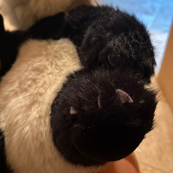 NEW PANDA fur BEAR REALISTIC Animal Kingdom 13”sitting Plush Stuffed Animal RARE - Picture 6 of 14